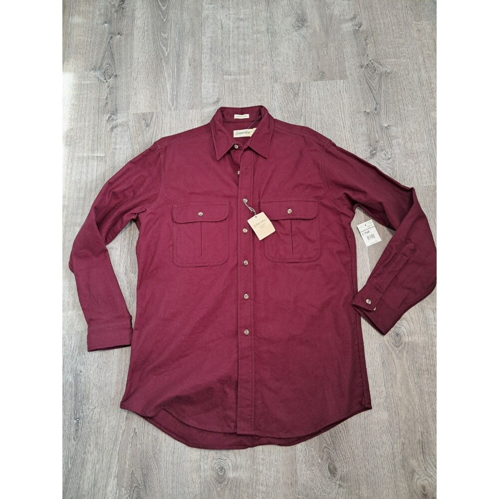 St. John's Bay Cotton Chamois Men's Button Up Flannel Shirt Sz 16_16.5 TALL Red